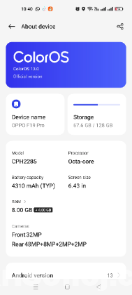 Oppo f19 pro 8gb ram